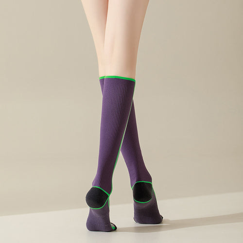 High-Rise Slim Compression Socks (Purple)