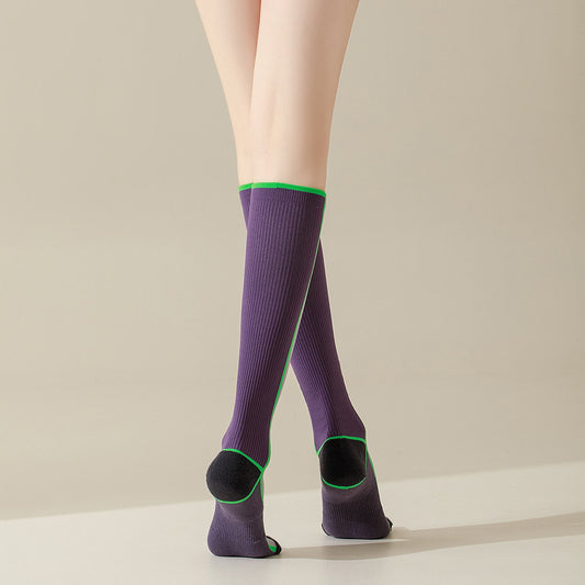 High-Rise Slim Compression Socks (Purple)