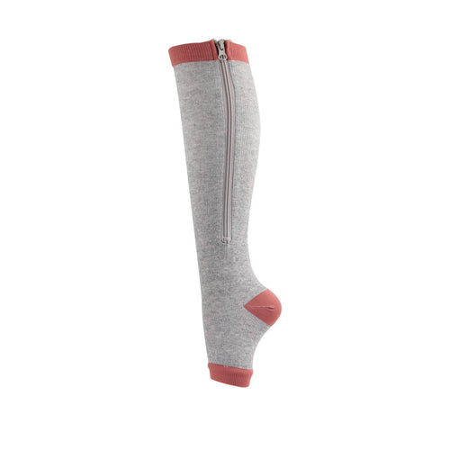 Zipped High-Rise Compression Socks (Grey)